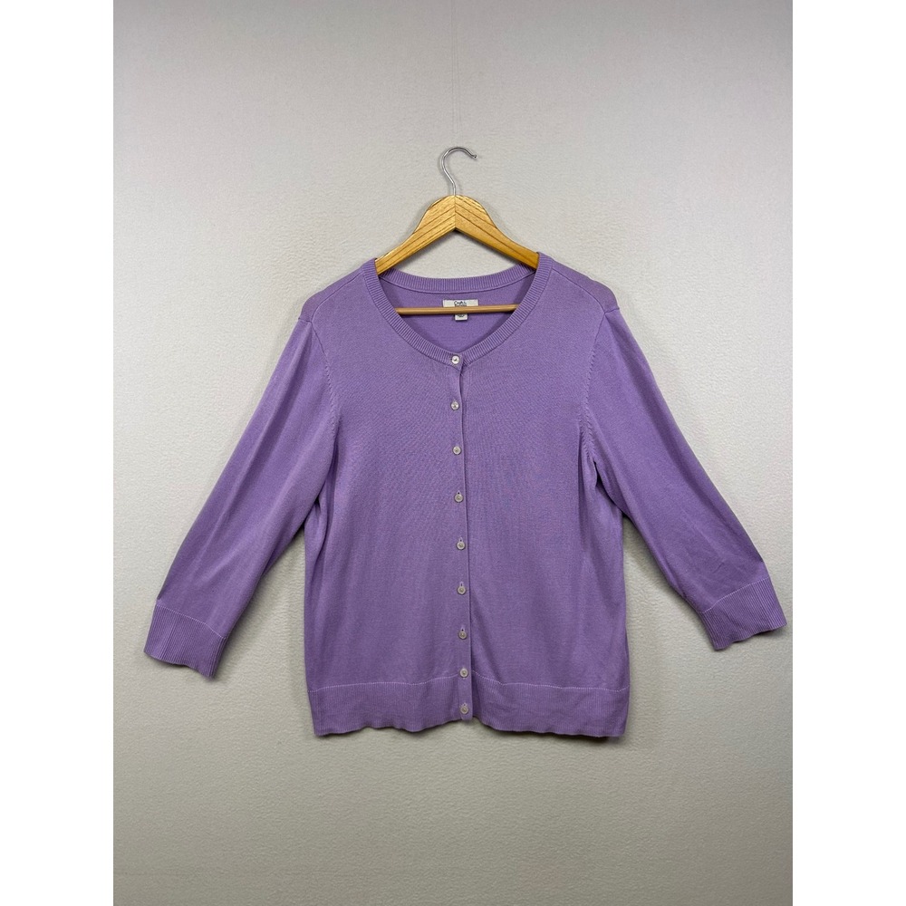 Croft & Barrow Classic Office Womens Large Purple Cotton Modal Cardigan Sweater